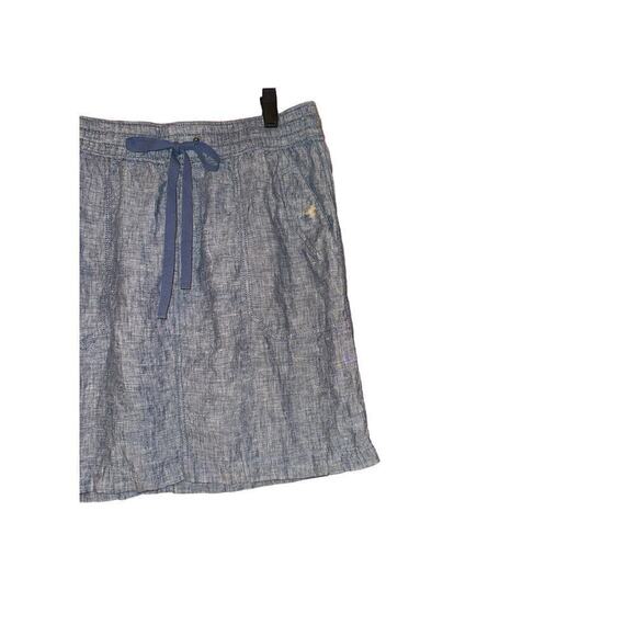Lord & Taylor Women's Drawstring Waistband Soft Linen Mini Skirt Size 8 Blue - Picture 2 of 6